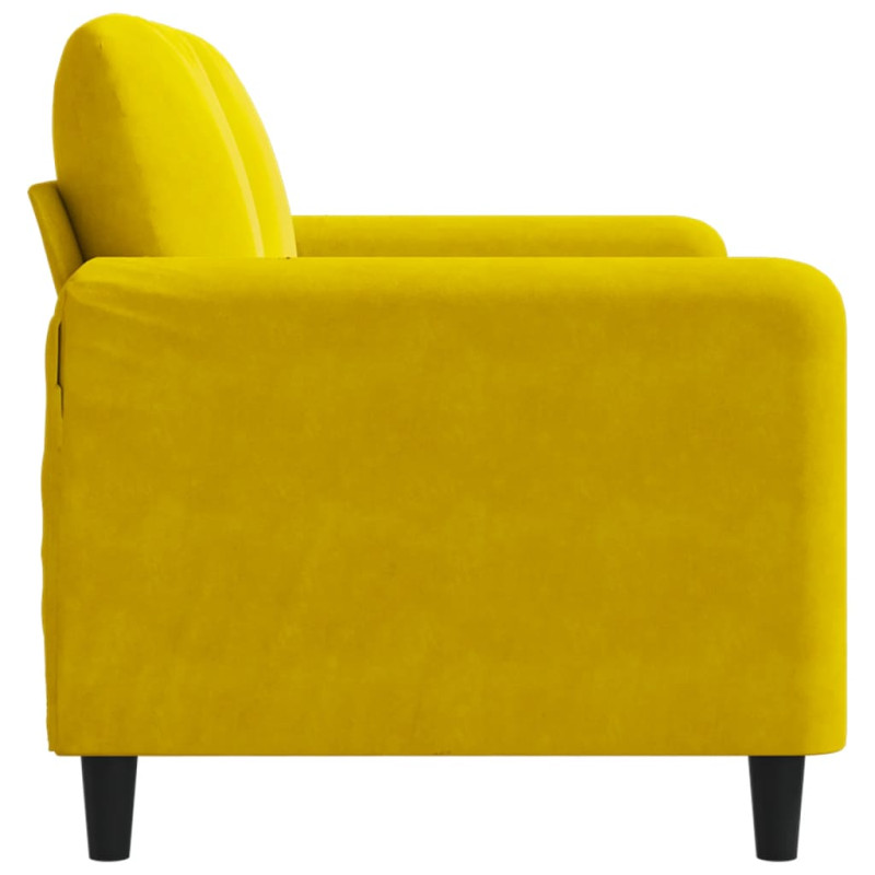 Sofa 2-osobowa, żółta, 120 cm, tapicerowana aksamitem