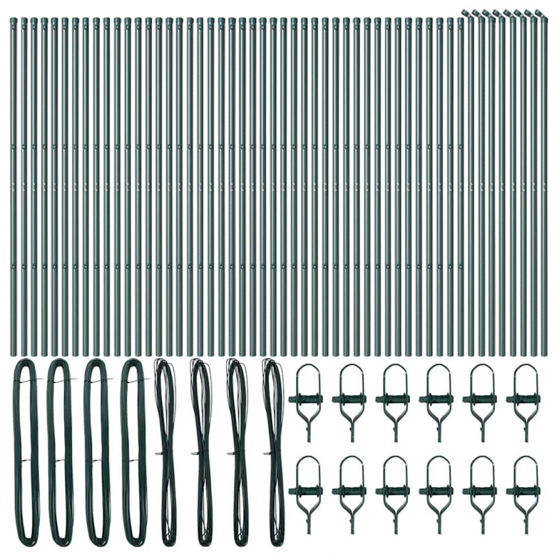 Słupek ogrodzeniowy. 52 pcs Zielony 3,2 x 3,2 x 210 cm