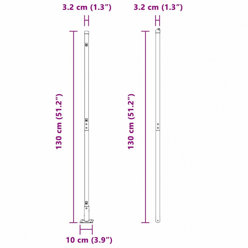 Słupek ogrodzeniowy. 52 pcs Szary 3,2 x 3,2 x 130 cm