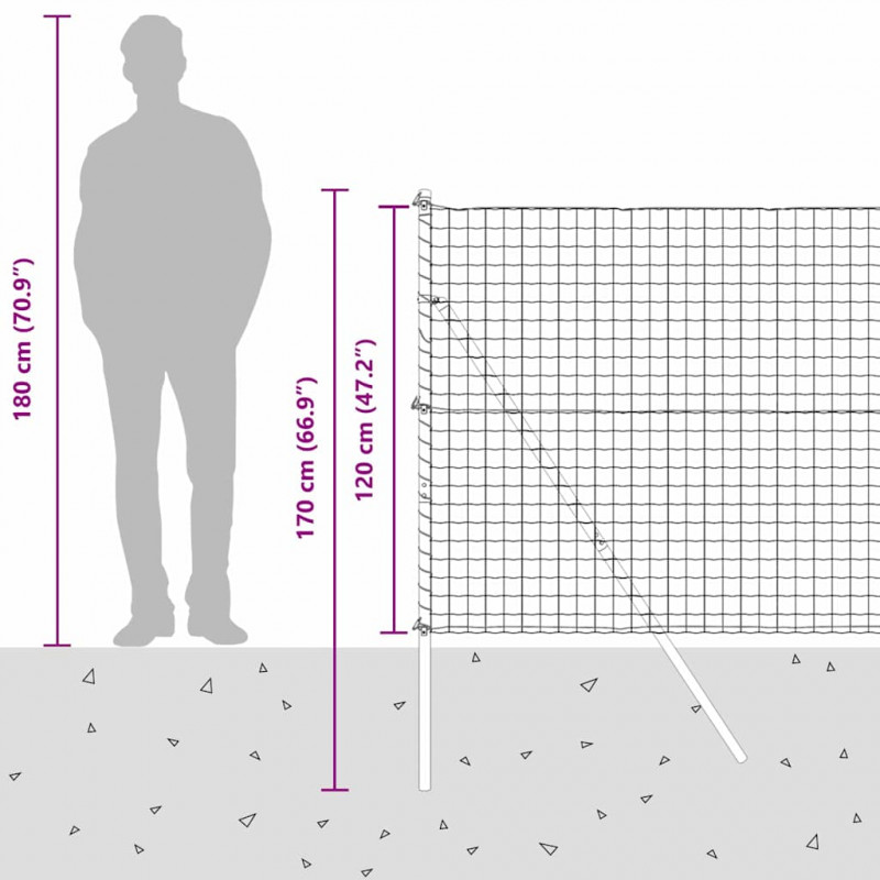 Ogrodzenie z słupkiem Zielony 1,2 x 10 m Stal i PVC