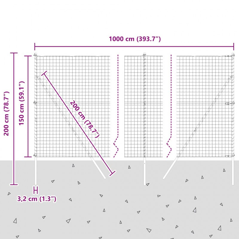 Ogrodzenie z słupkiem Zielony 1,5 x 10 m Stal i PVC