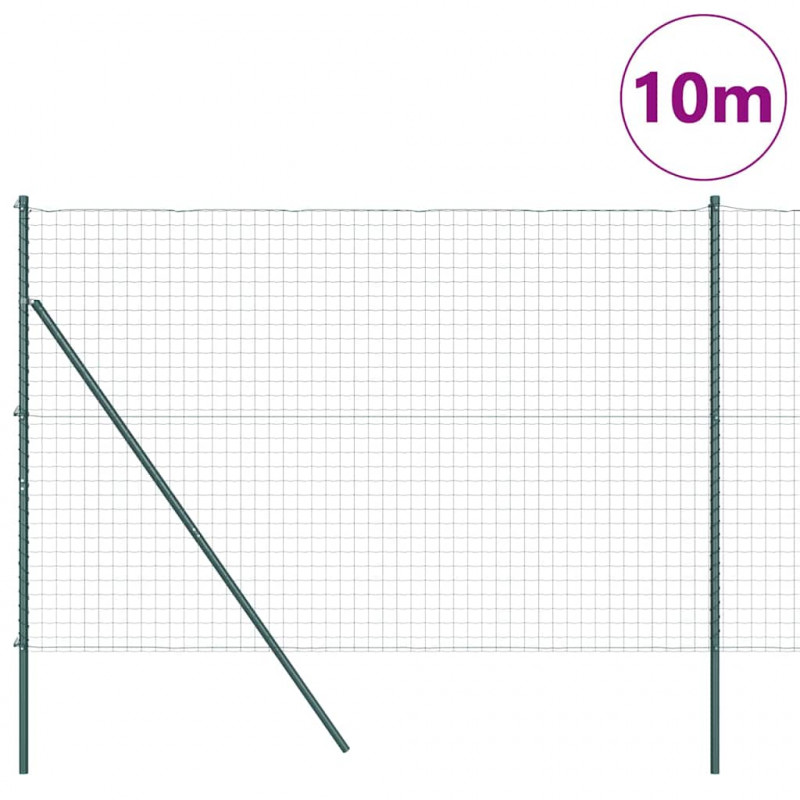 Ogrodzenie z słupkiem Zielony 1,6 x 10 m Stal i PVC