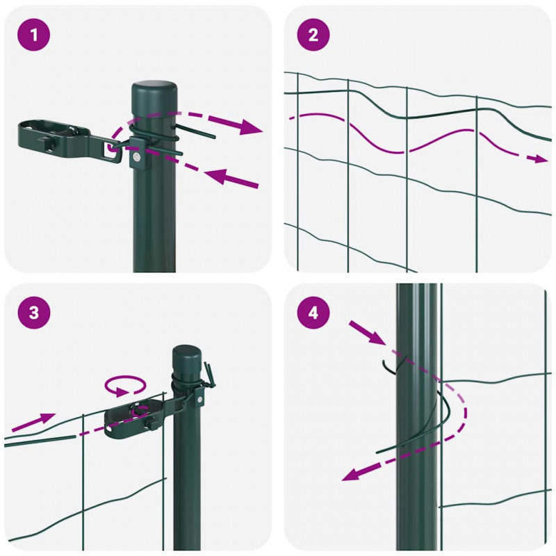 Ogrodzenie z słupkiem Zielony 0,4 x 10 m Stal i PVC