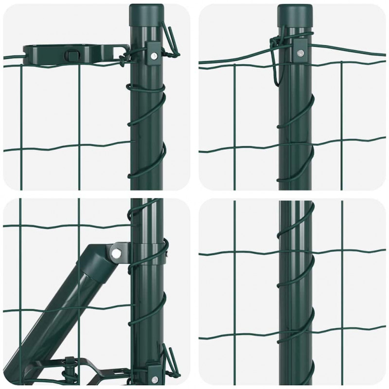 Ogrodzenie z słupkiem Zielony 0,8 x 10 m Stal i PVC