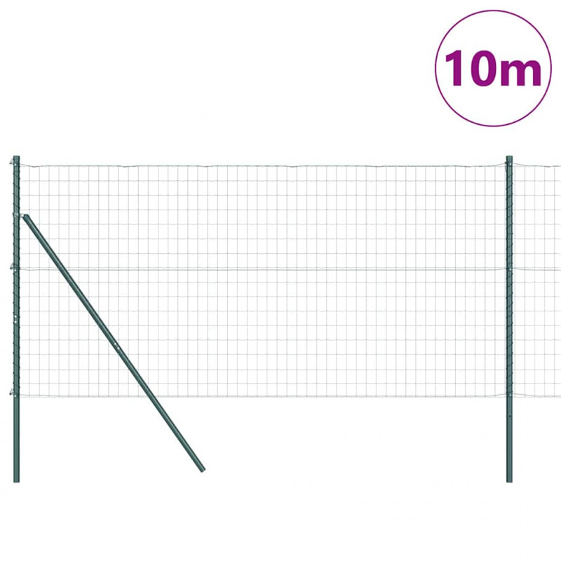 Ogrodzenie z słupkiem Zielony 1 x 10 m Stal i PVC