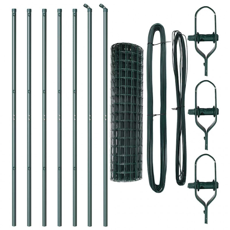 Ogrodzenie z słupkiem Zielony 1 x 10 m Stal i PVC