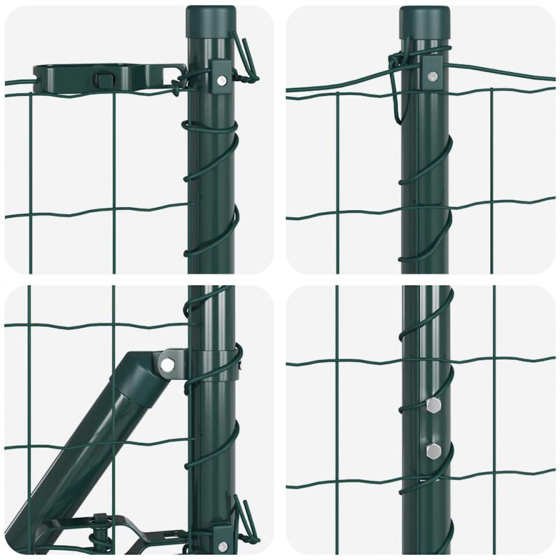 Ogrodzenie z słupkiem Zielony 1 x 10 m Stal i PVC
