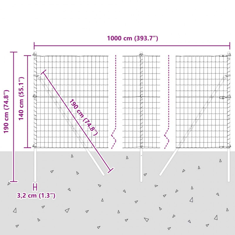 Ogrodzenie z słupkiem Zielony 1,4 x 10 m Stal i PVC