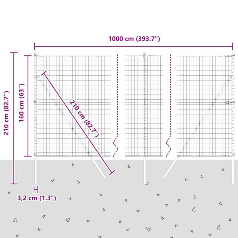 Ogrodzenie z słupkiem Zielony 1,6 x 10 m Stal i PVC