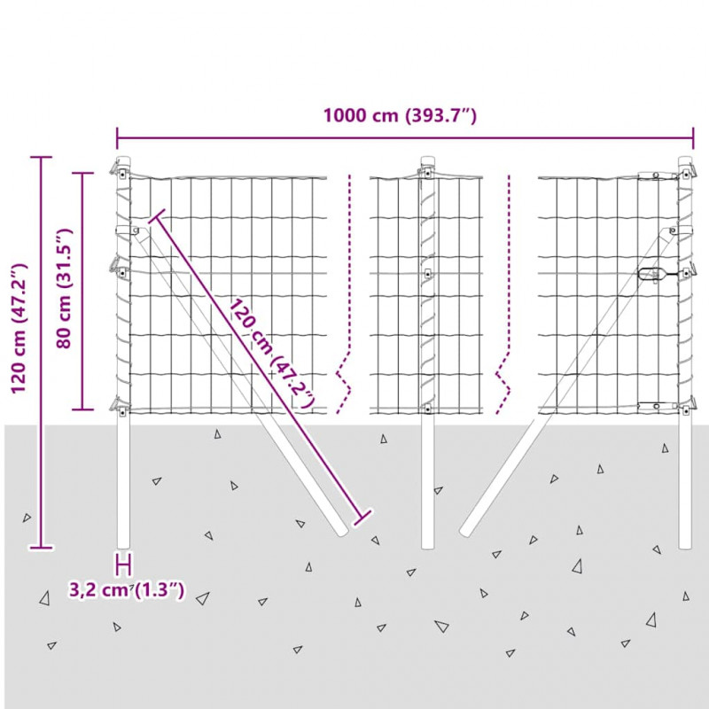 Ogrodzenie z słupkiem Zielony 0,8 x 10 m Stal i PVC