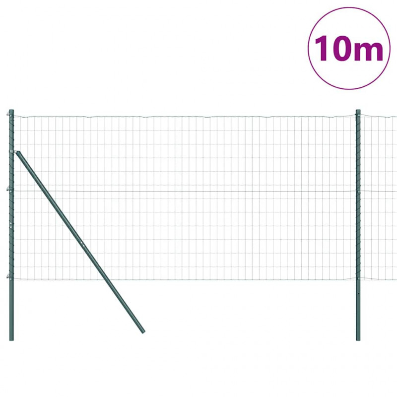 Ogrodzenie z słupkiem Zielony 1 x 10 m Stal i PVC