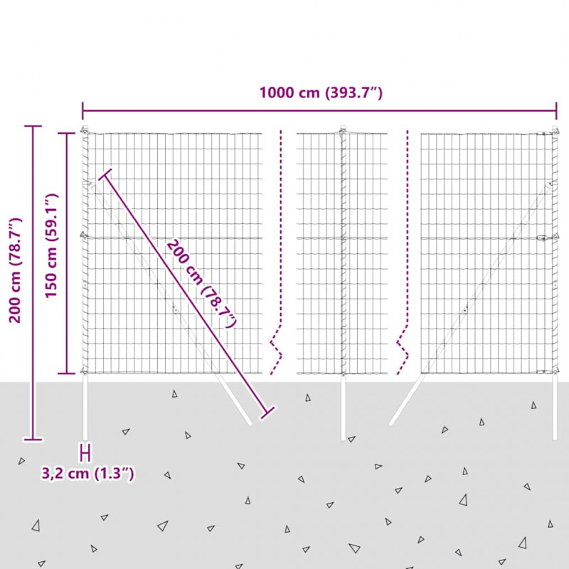 Ogrodzenie z słupkiem Zielony 1,5 x 10 m Stal i PVC