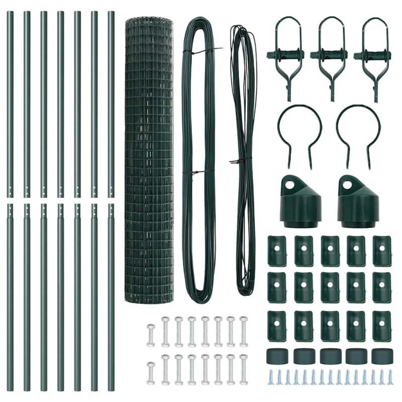 Ogrodzenie z słupkiem Zielony 1,6 x 10 m Stal i PVC