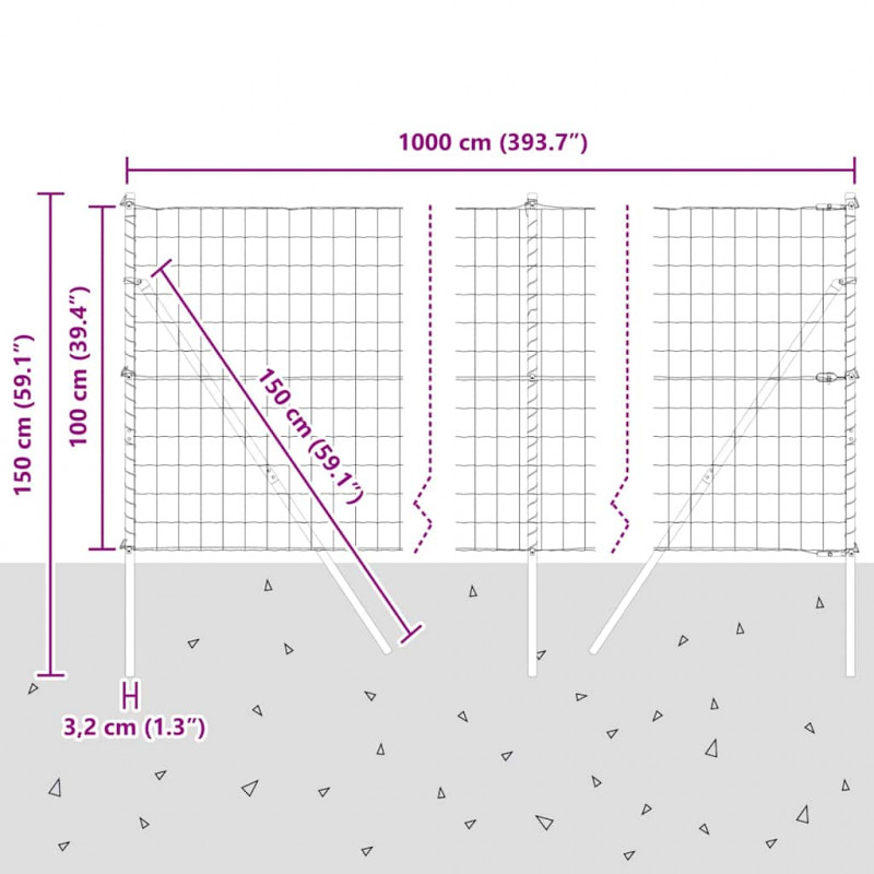 Ogrodzenie z słupkiem Zielony 1 x 10 m Stal i PVC