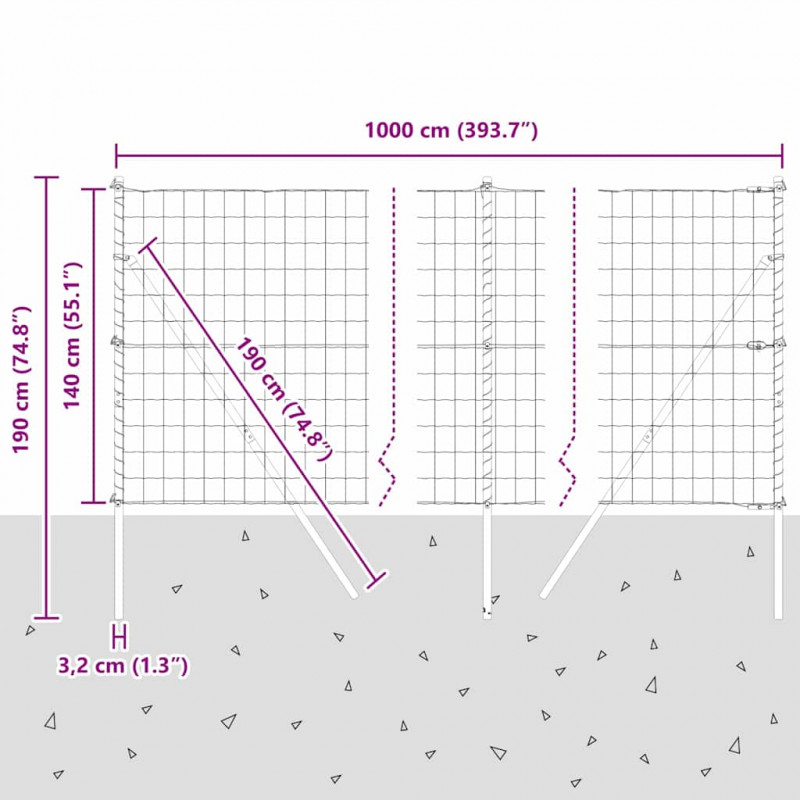 Ogrodzenie z słupkiem Zielony 1,4 x 10 m Stal i PVC