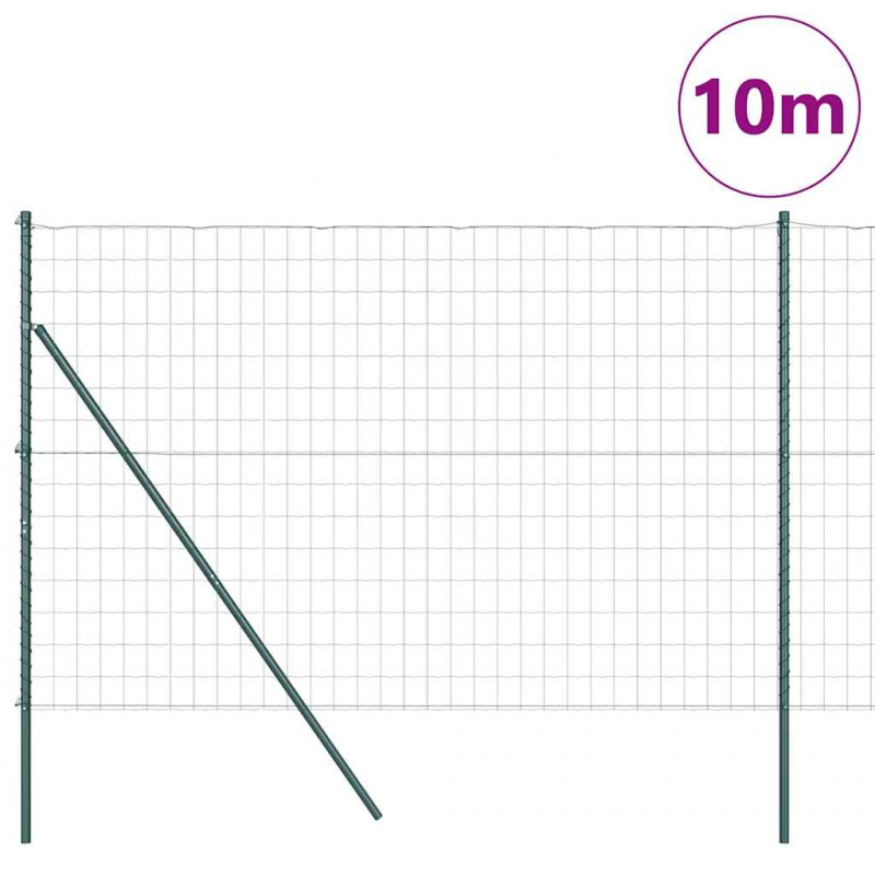 Ogrodzenie z słupkiem Zielony 1,5 x 10 m Stal i PVC