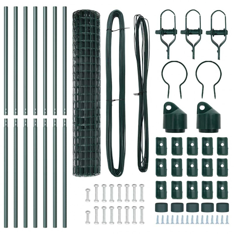 Ogrodzenie z słupkiem Zielony 1,6 x 10 m Stal i PVC