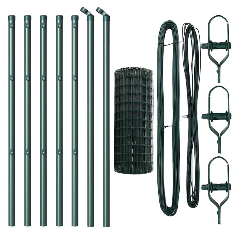 Ogrodzenie z słupkiem Zielony 0,6 x 10 m Stal i PVC