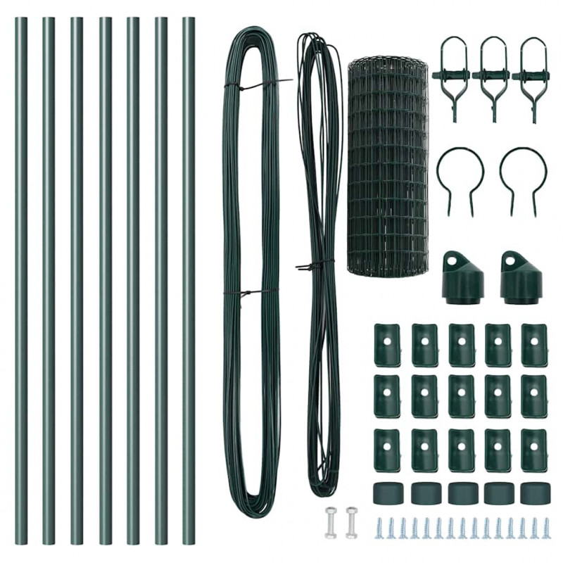 Ogrodzenie z słupkiem Zielony 0,6 x 10 m Stal i PVC