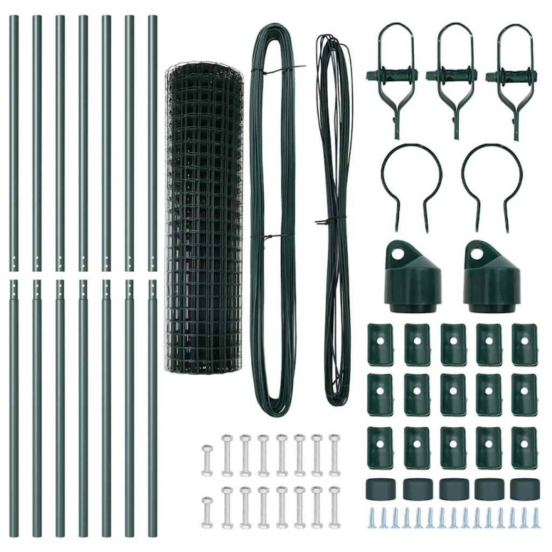 Ogrodzenie z słupkiem Zielony 1,4 x 10 m Stal i PVC