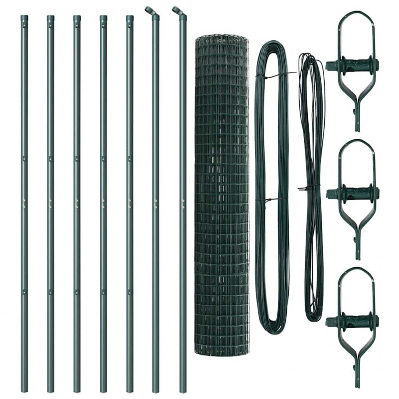 Ogrodzenie z słupkiem Zielony 1,6 x 10 m Stal i PVC