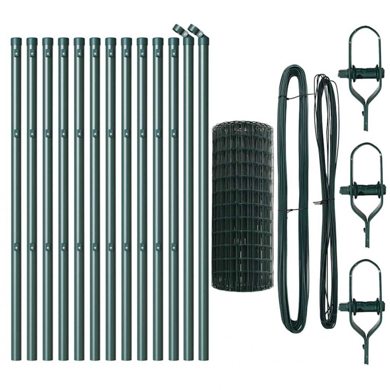 Ogrodzenie z słupkiem Zielony 0,8 x 25 m Stal i PVC