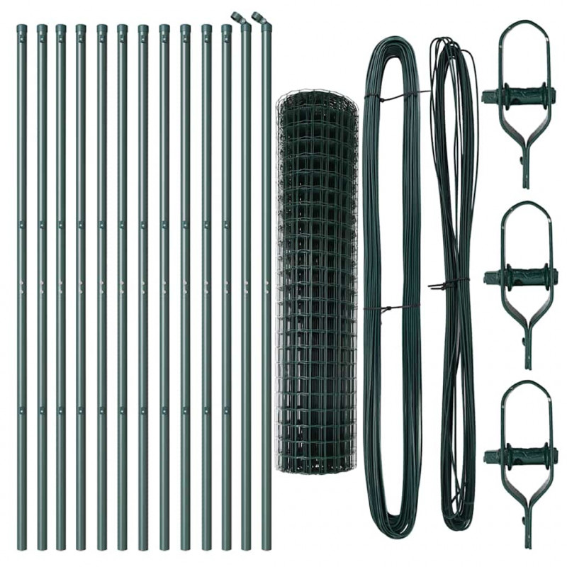 Ogrodzenie z słupkiem Zielony 1 x 25 m Stal i PVC