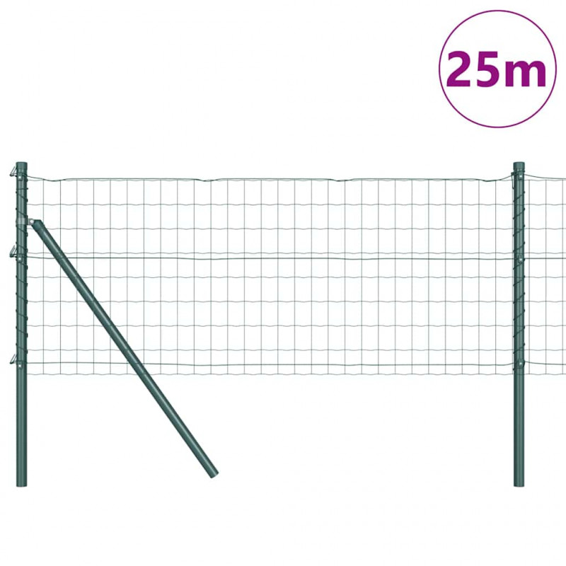 Ogrodzenie z słupkiem Zielony 0,4 x 25 m Stal i PVC