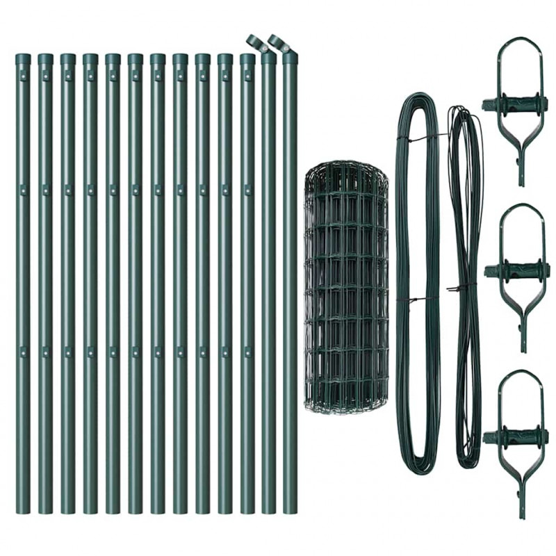 Ogrodzenie z słupkiem Zielony 0,4 x 25 m Stal i PVC