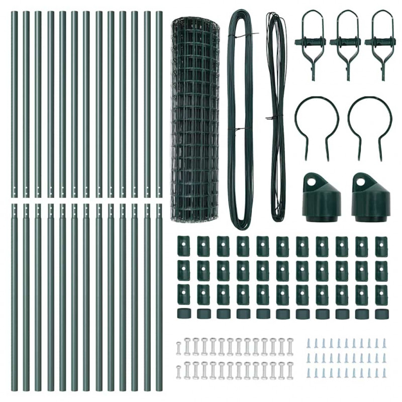 Ogrodzenie z słupkiem Zielony 1 x 25 m Stal i PVC
