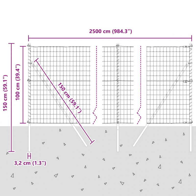 Ogrodzenie z słupkiem Zielony 1 x 25 m Stal i PVC