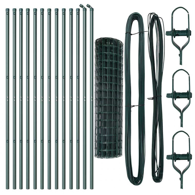 Ogrodzenie z słupkiem Zielony 1,2 x 25 m Stal i PVC