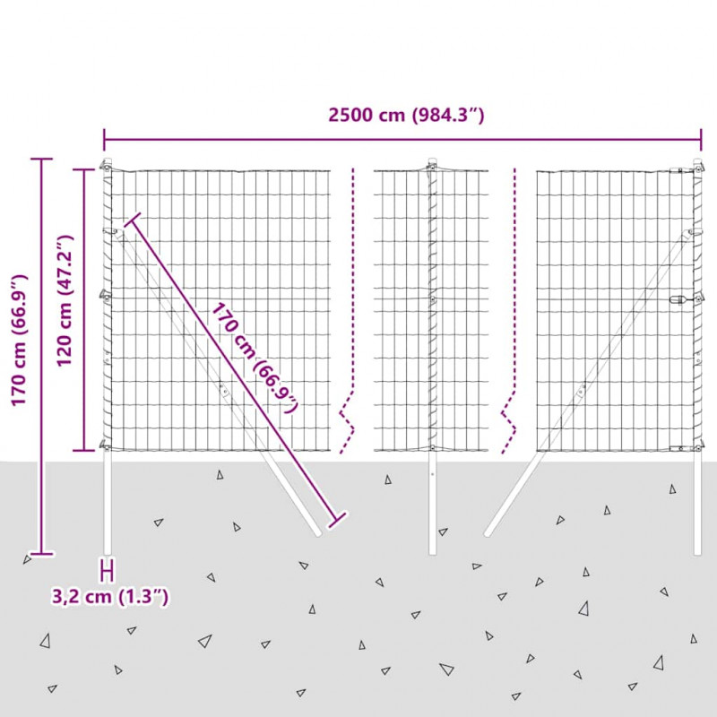 Ogrodzenie z słupkiem Zielony 1,2 x 25 m Stal i PVC