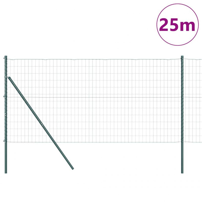 Ogrodzenie z słupkiem Zielony 0,4 x 25 m Stal i PVC