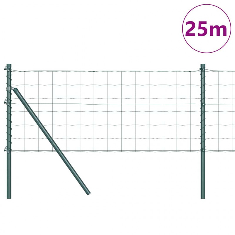 Ogrodzenie z słupkiem Zielony 0,8 x 25 m Stal
