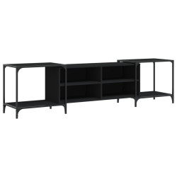 Szafka pod TV, czarna, 203x37x50 cm, materiał drewnopochodny