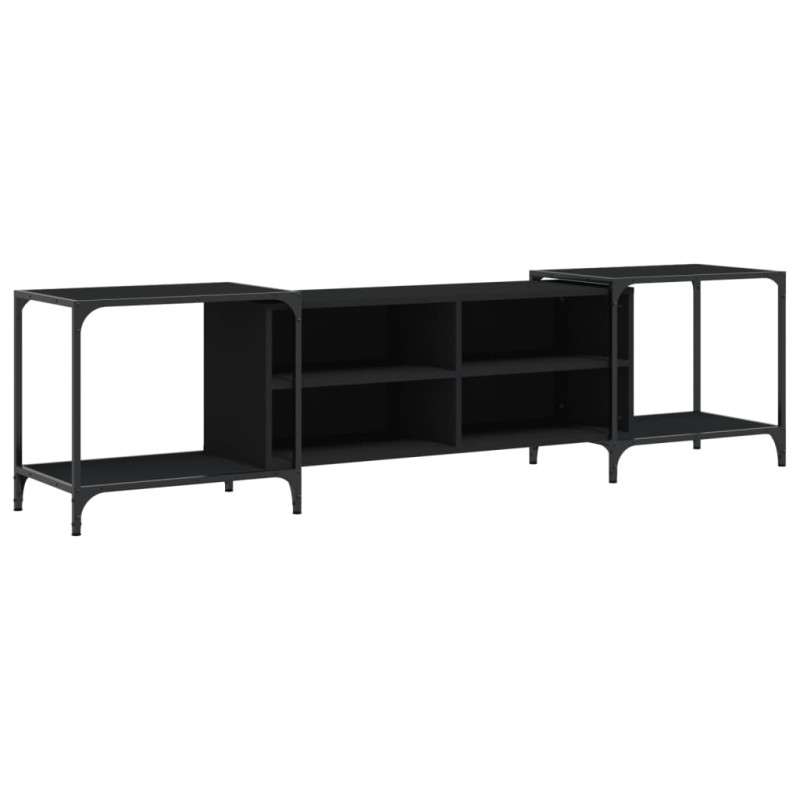 Szafka pod TV, czarna, 203x37x50 cm, materiał drewnopochodny