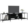Szafka pod TV, czarna, 203x37x50 cm, materiał drewnopochodny