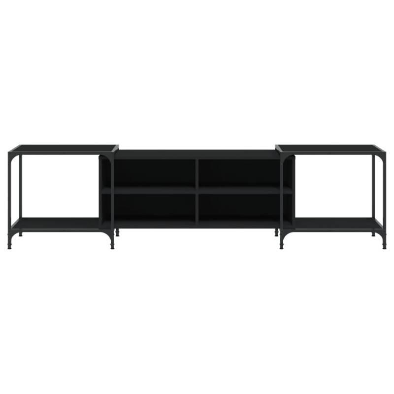 Szafka pod TV, czarna, 203x37x50 cm, materiał drewnopochodny