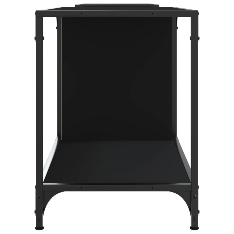 Szafka pod TV, czarna, 203x37x50 cm, materiał drewnopochodny