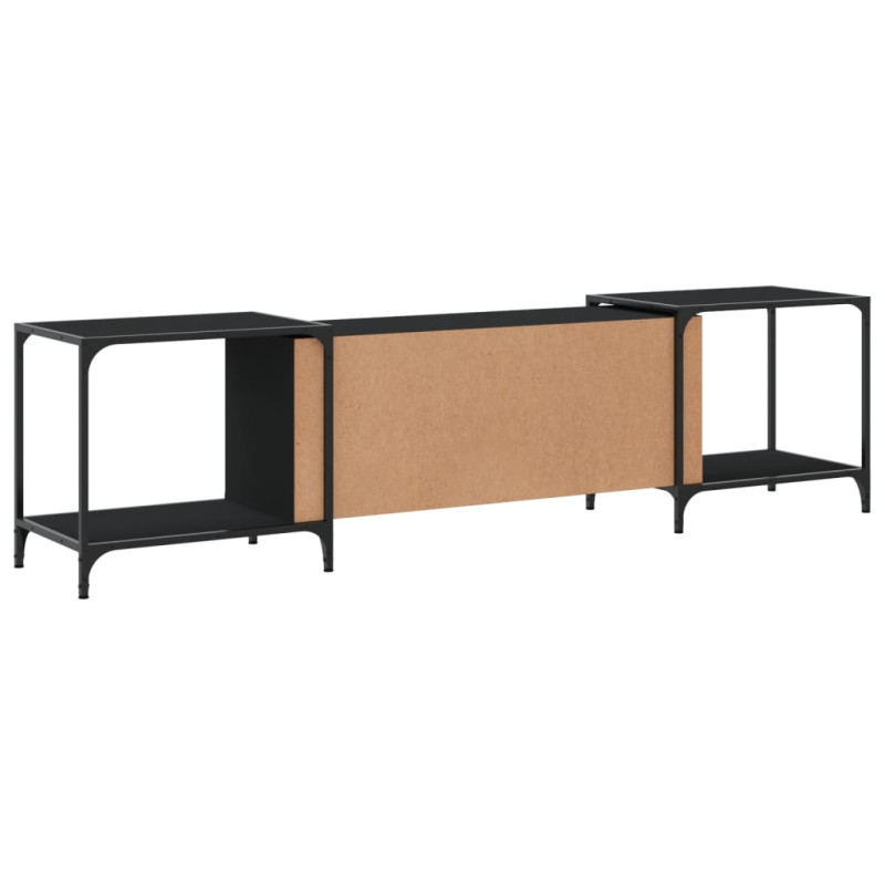 Szafka pod TV, czarna, 203x37x50 cm, materiał drewnopochodny