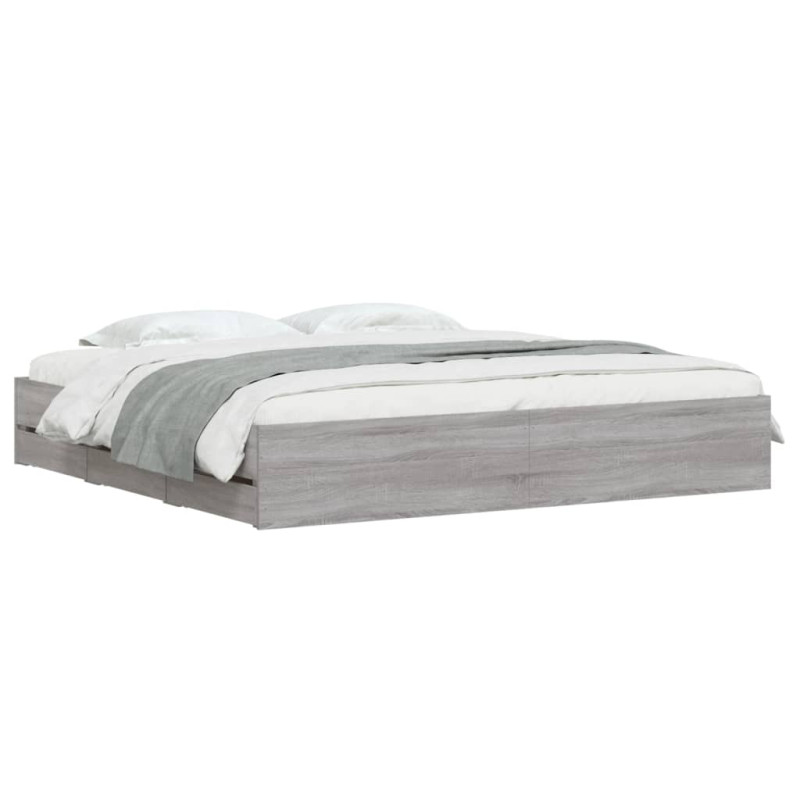 Rama łóżka z szufladami, szary dąb sonoma, 160x200 cm