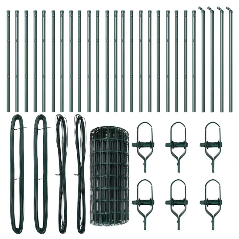 Ogrodzenie z słupkiem Zielony 0,4 x 50 m Stal i PVC