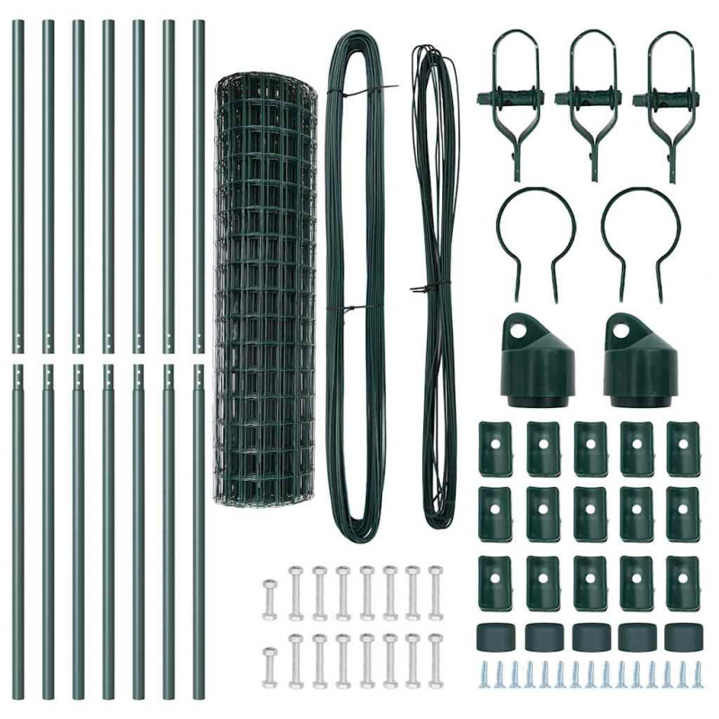 Ogrodzenie z słupkiem Zielony 1,4 x 10 m Stal i PVC