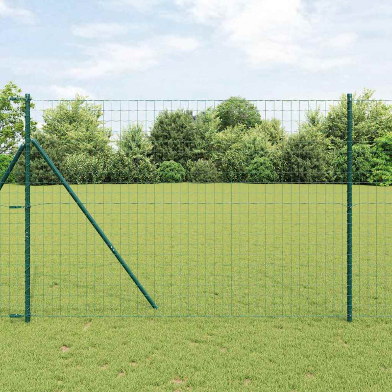 Ogrodzenie z słupkiem Zielony 1,5 x 10 m Stal