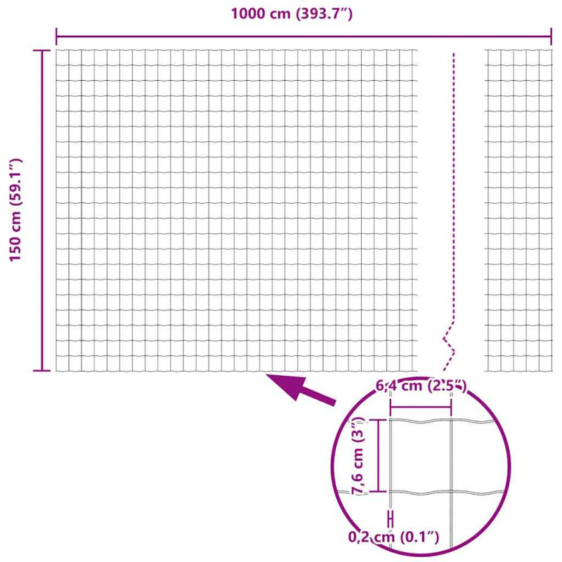 Ogrodzenie z słupkiem Zielony 1,5 x 10 m Stal