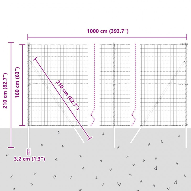 Ogrodzenie z słupkiem Zielony 1,6 x 10 m Stal i PVC