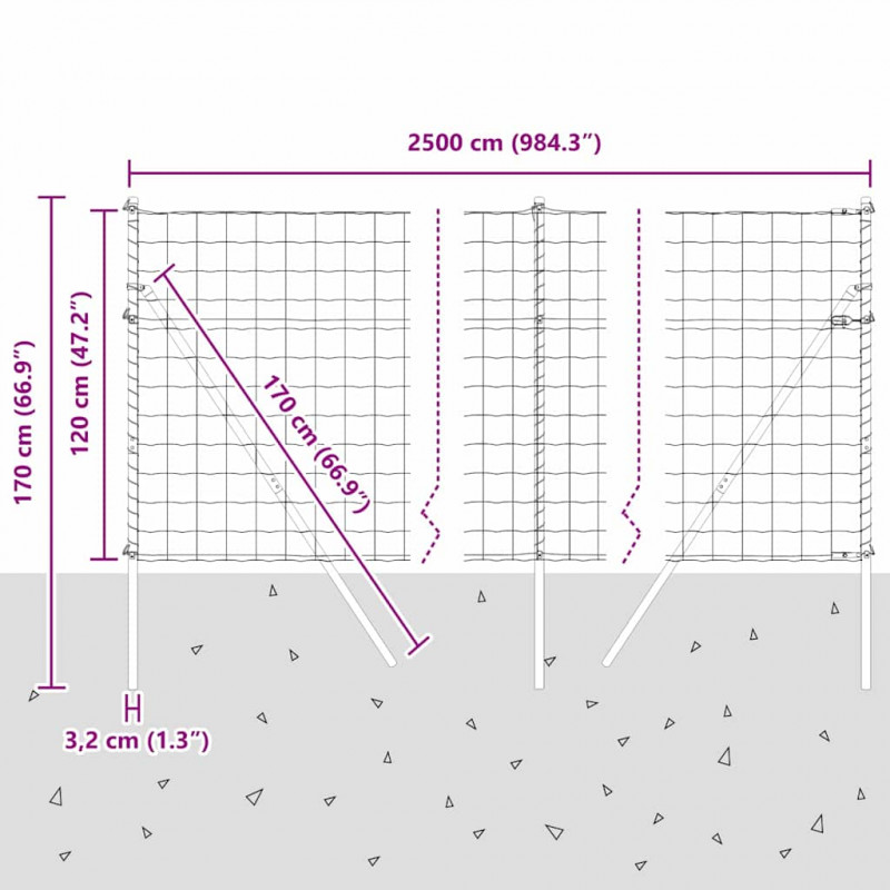 Ogrodzenie z słupkiem Zielony 1,2 x 25 m Stal