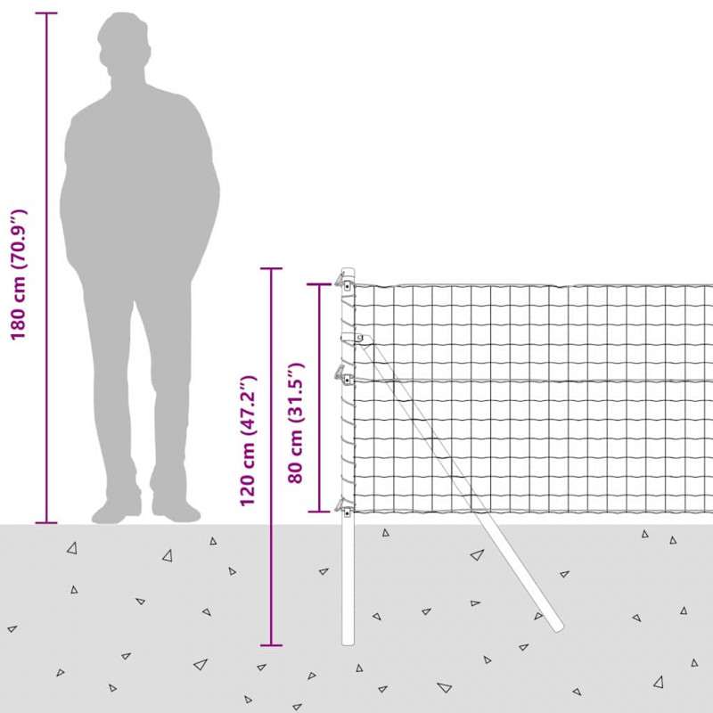 Ogrodzenie z słupkiem Szary 0,8 x 10 m Stal i PVC