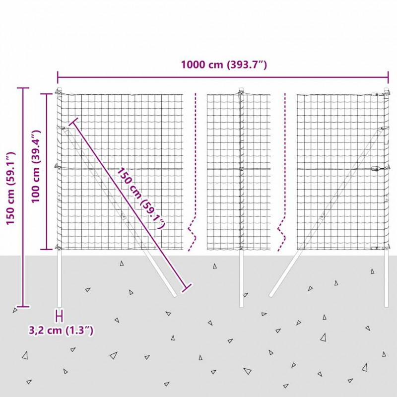 Ogrodzenie z słupkiem Szary 1 x 10 m Stal i PVC